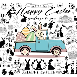 EASTER BUNDLE SVG, Easter Svg, Spring Svg, Bunny Svg, Easter Quotes, Easter Bunny Svg, Easter Egg Svg, Easter Svg Cut Files for Cricut - Png