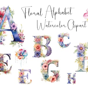 Watercolor Floral Alphabet Clipart - Floral Alphabet - Transparent Background -  Floral Letters - Wedding Letters - Letters PNG -Clipart PNG