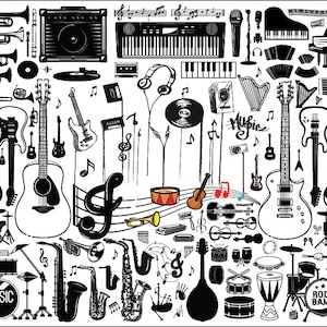 INSTRUMENTS DE MUSIQUE SVG, Svg de musique, Instruments de musique Bundle Svg, musique Svg, Svg orchestre, Jazz Svg, Rock Svg, Clipart Instrument de musique