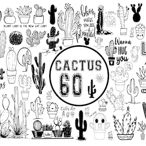 CACTUS SVG BUNDLE, silhouette de cactus, vecteur de cactus, plantes svg, conception de cactus Cricut