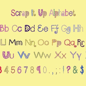 SCRAP IT UP Alphabet Svg, Party Letters Svg, Color Alphabet, Party Numebers Svg, Scrap It Up Letters and Numbers Svg for Cricut