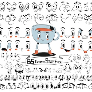 Smiley Face Bundle Svg, Smiley Face Svg, Cartoon Emotion Faces SVG, Kawaii Face SVG, Cute Funny Face SVG, Emoji Face, Cartoon Face Clipart