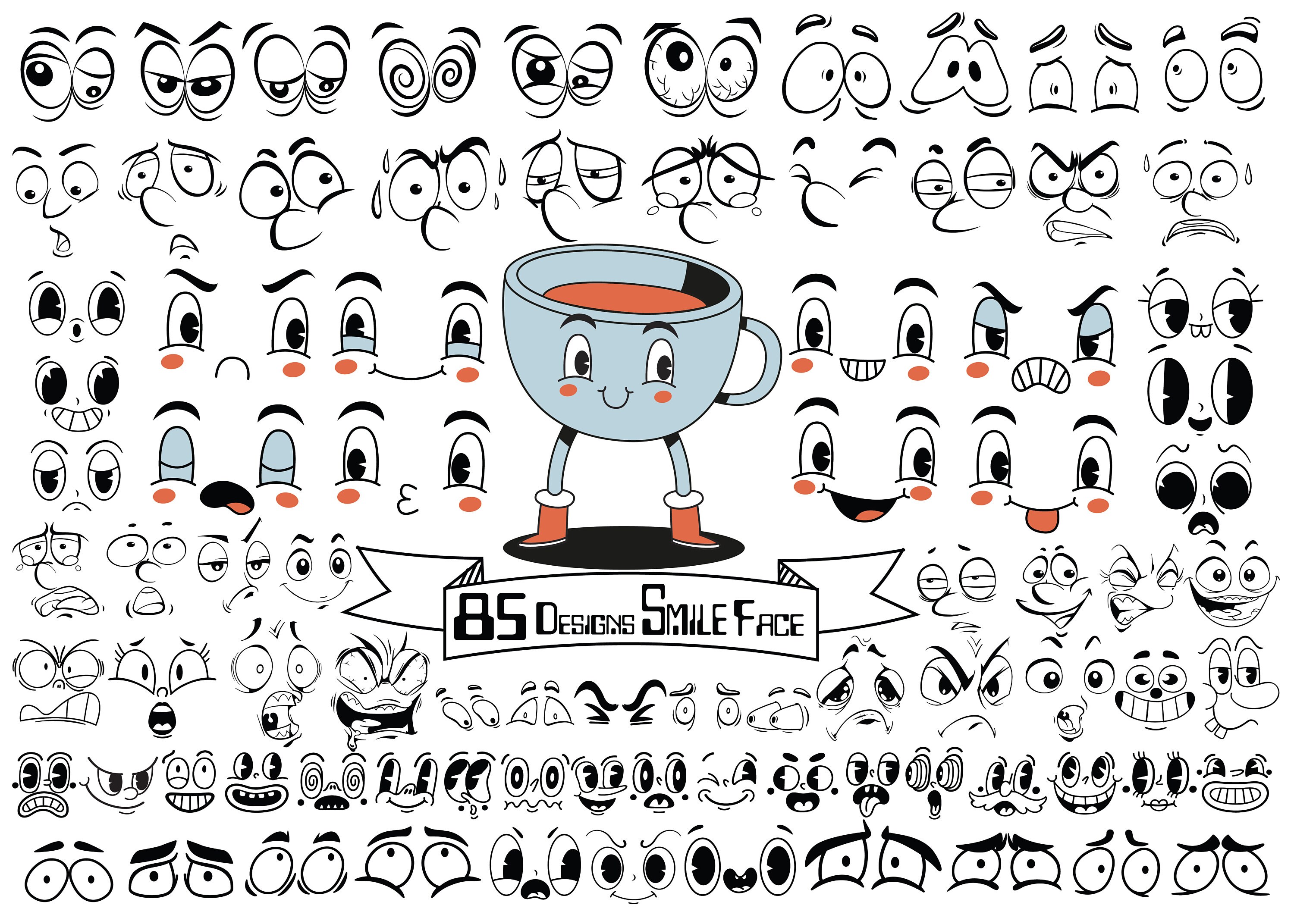 Smiley Face Bundle Svg, Smiley Face Svg, Cartoon Emotion Faces SVG ...