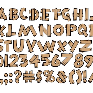 HOUT ALFABET SVG, plank alfabet Svg, houten lettertype letters en cijfers, plank lettertype letters en cijfers