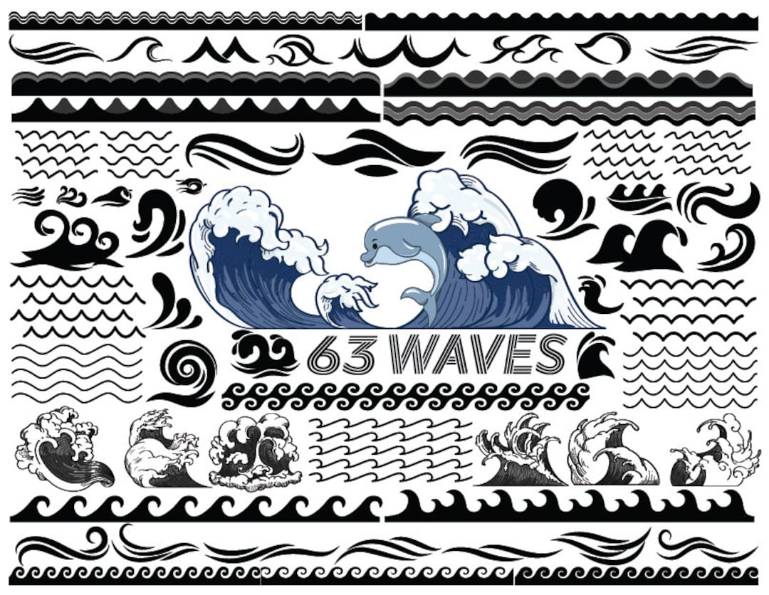 WAVE SVG, Wave Bundle Svg, Waves Silhouette Svg, Ocean Svg, Beach Svg ...