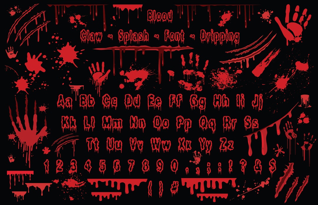 BLOOD SVG, Blood Drips Svg Png, Blood Spatter Svg, Bloody Font Svg