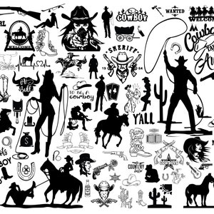 COWBOY BUNDLE SVG, Cowboy SVG, Cowboyhut svg, Cowboy Cut-Dateien für Silhouette, Western svg, Pistolen Cowboy svg, Cowboy Clipart, Cowboy-Stiefel-Svg