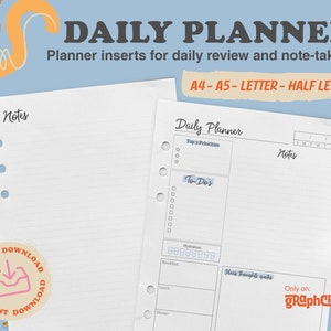 Utskrivbar dagsplan, digital planerare Goodnotes, daglig planerare 2021, digital planerare, planerare för iPad.