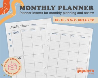 Maandelijkse Planner, 2022 maandelijkse planner, maandelijkse planner afdrukbaar, maandelijkse planner digitaal, planner invoegen, planner pdf, goodnotes schaafmachine.