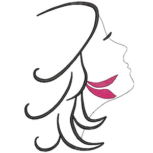 Woman face embroidery design - machine embroidery - Woman face embroidery pattern - Woman profile