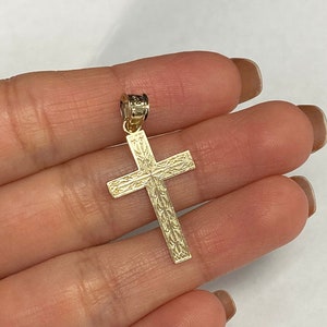 Real 14K Yellow Gold Latin Design Cross Religious Charm Pendant