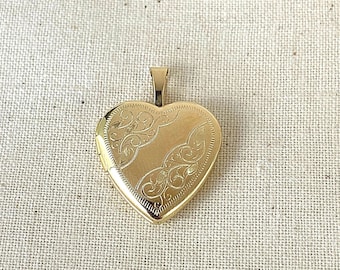 Real 14K Yellow Gold Heart Locket Charm Pendant For Necklace or Chain, Heart Locket Necklace, Dainty Shiny Puffed Plain Heart Charm