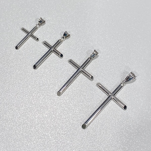 14k White Gold Classic Cross Pendant, Religious Charm, Christian Jewelry, Dainty Cross, Faithful For Chain Necklace