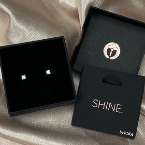 Real 14k Yellow White Gold Princess Cut Square Cubic Zirconia Screw Back Stud Earrings Solitaire Simple Gold Tiny Minimalist Earrings