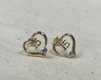 TINGN Pendientes Con Letra Para Niña, Chapados En Oro De 14 Quilates, Pendientes De Corazón Para Niños, Pendientes Sin Níquel, Pendientes Con