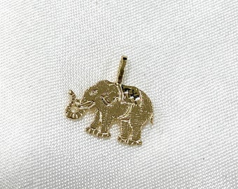 Véritable pendentif éléphant en or jaune 14 carats, petit pendentif taille diamant pour collier ou chaîne, porte-bonheur animal