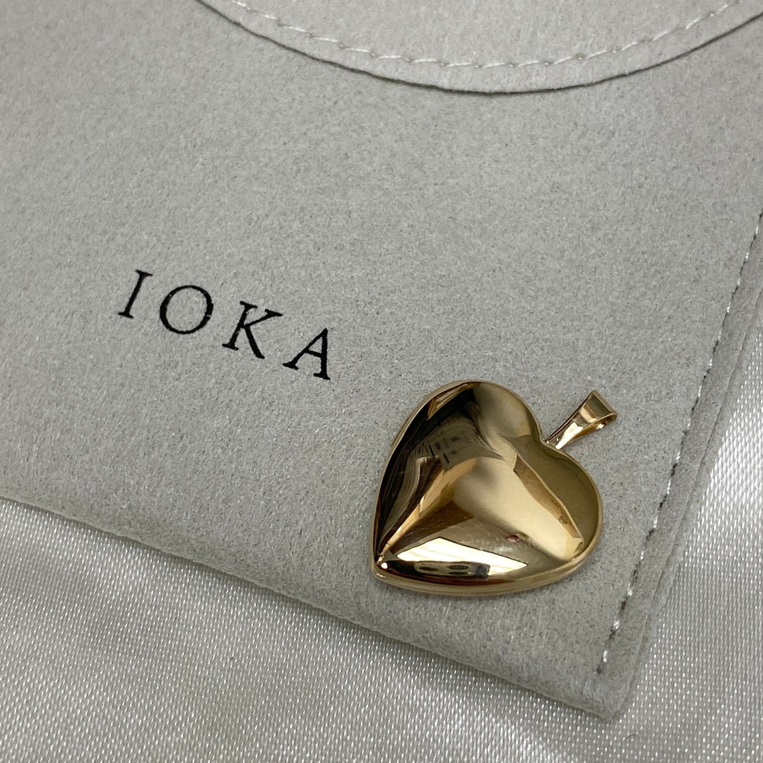 14K Yellow Gold Plain Heart Locket Charm Pendant, Gold Large Heart Locket Necklace Charm ...