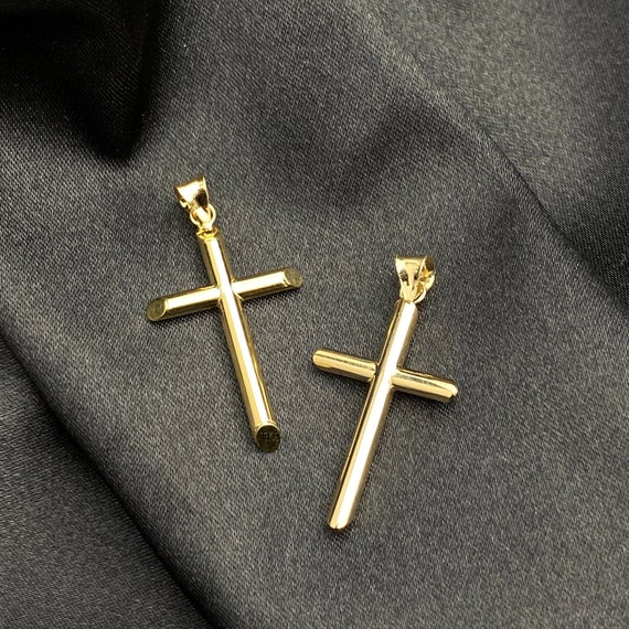 14k Echtes Gelbgold Kreuz Religiöser Charm Anhänger Für Halskette Oder