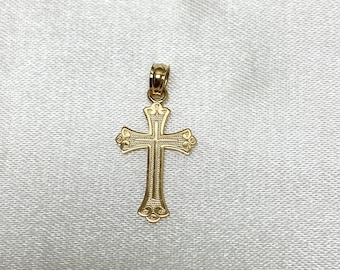 Real 14K Yellow Gold Cross Religious Charm Tiny Pendant For Necklace or Chain,  Religious Charm Jewelry, Gift for Women/Men