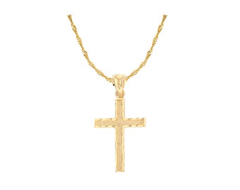14K White Gold Cubic Zirconia CZ Cross Charm Pendant with 1.5mm Flat Open Wheat Chain Necklace 14K White Gold Cubic Zirconia CZ Cross Charm Pendant with 1.5mm Flat Open Wheat Chain Necklace