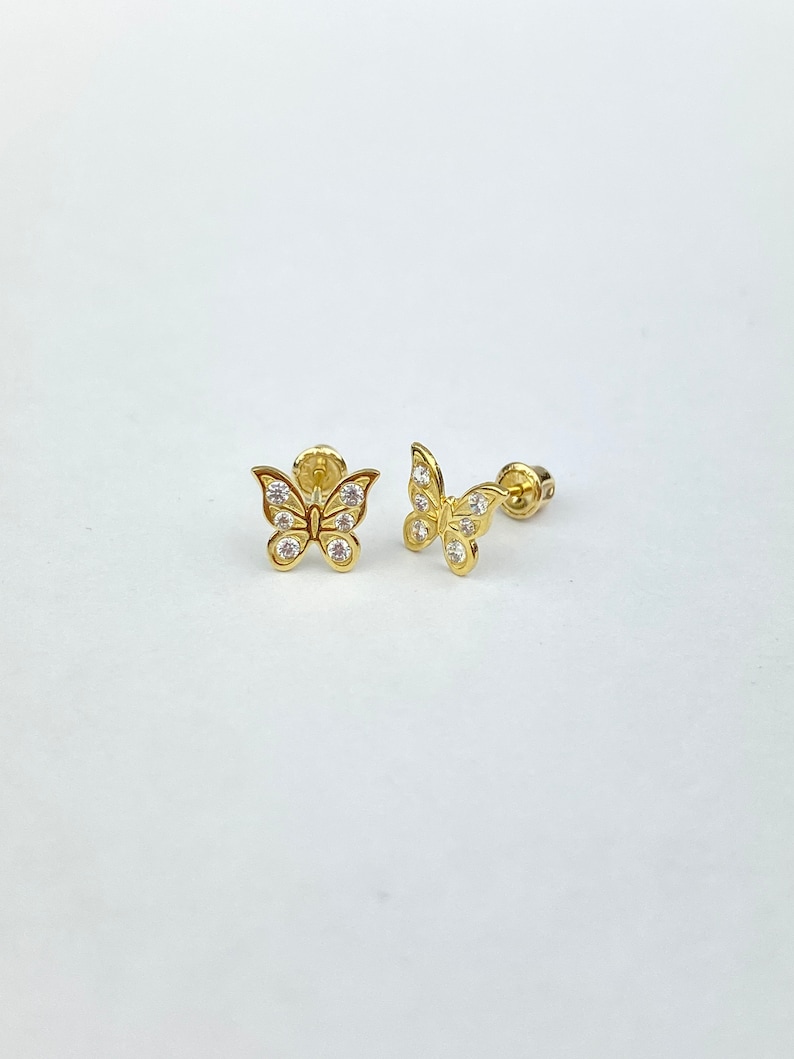 Gold Butterfly CZ Stud Earrings - FYB Littles
