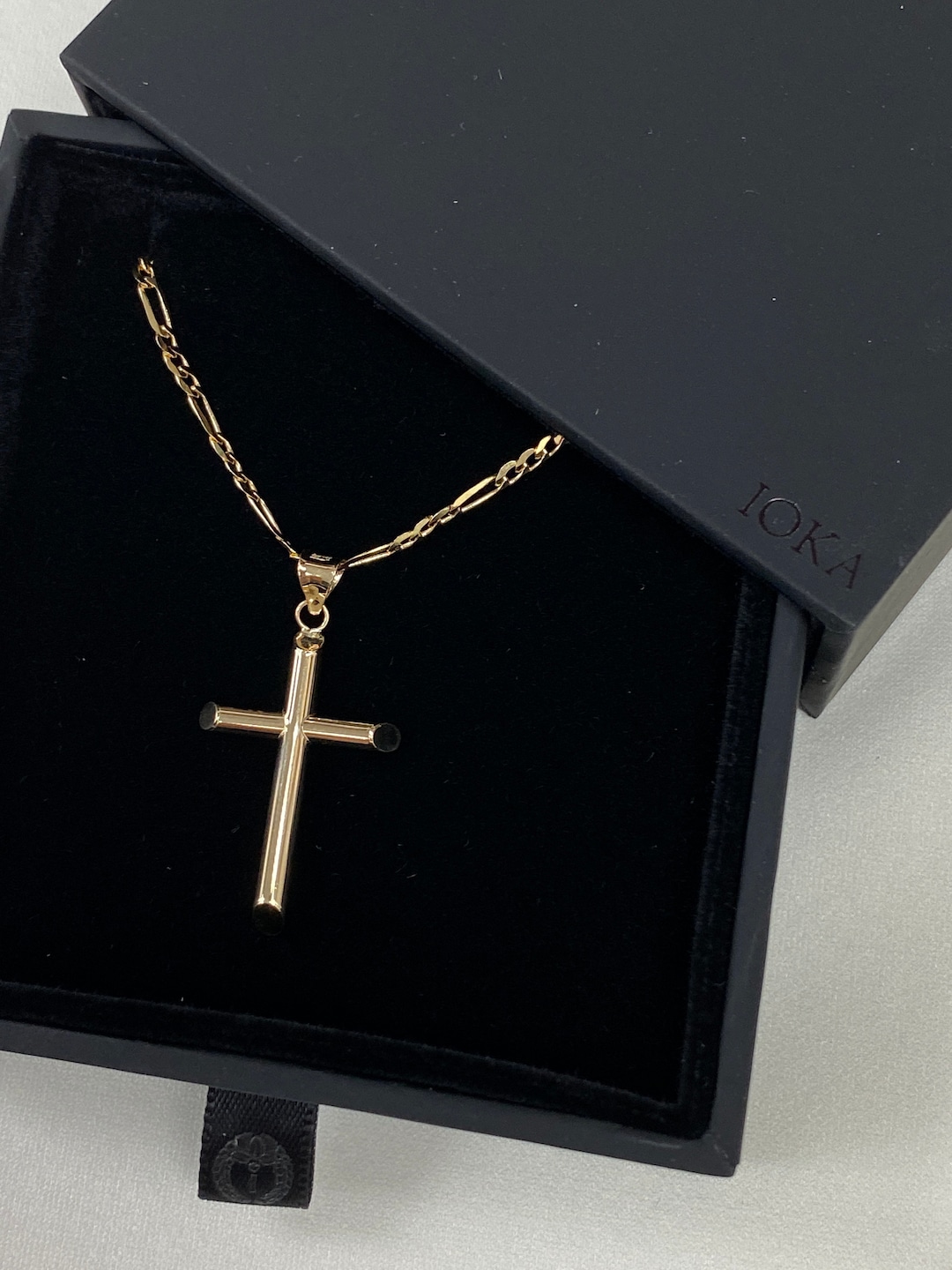 Everyday Wear Gold Cross Ioka 14K Real Gold Cross Pendant - Hollow  Religious Necklace Charm Everyday Gold Cross Necklace