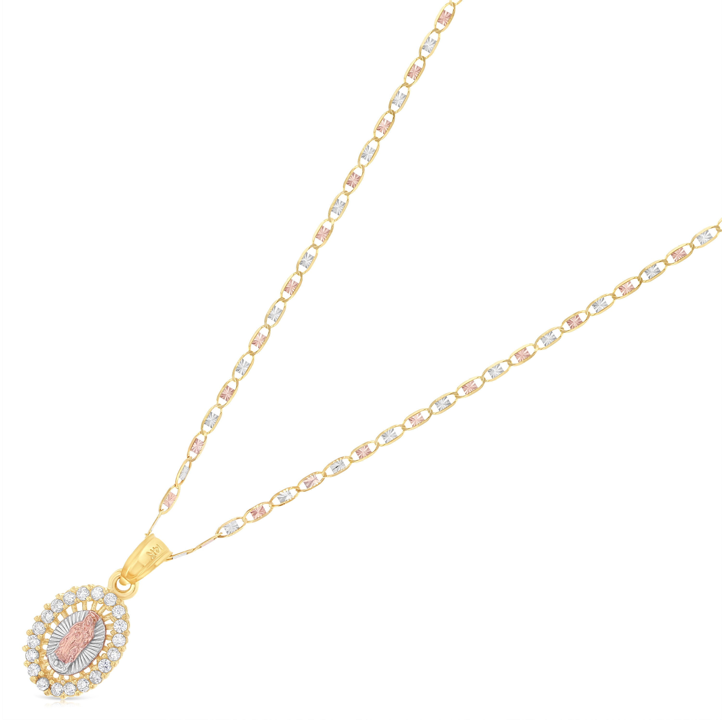 Real 14K Yellow Gold Cubic Zirconia Religious Our Lady of Guadalupe ...