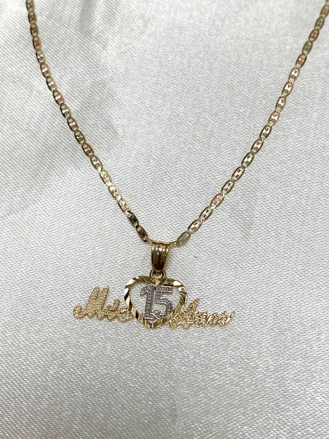 Real 14K Two Tone Gold Sweet 15 Years Old Birthday Quinceanera - Etsy