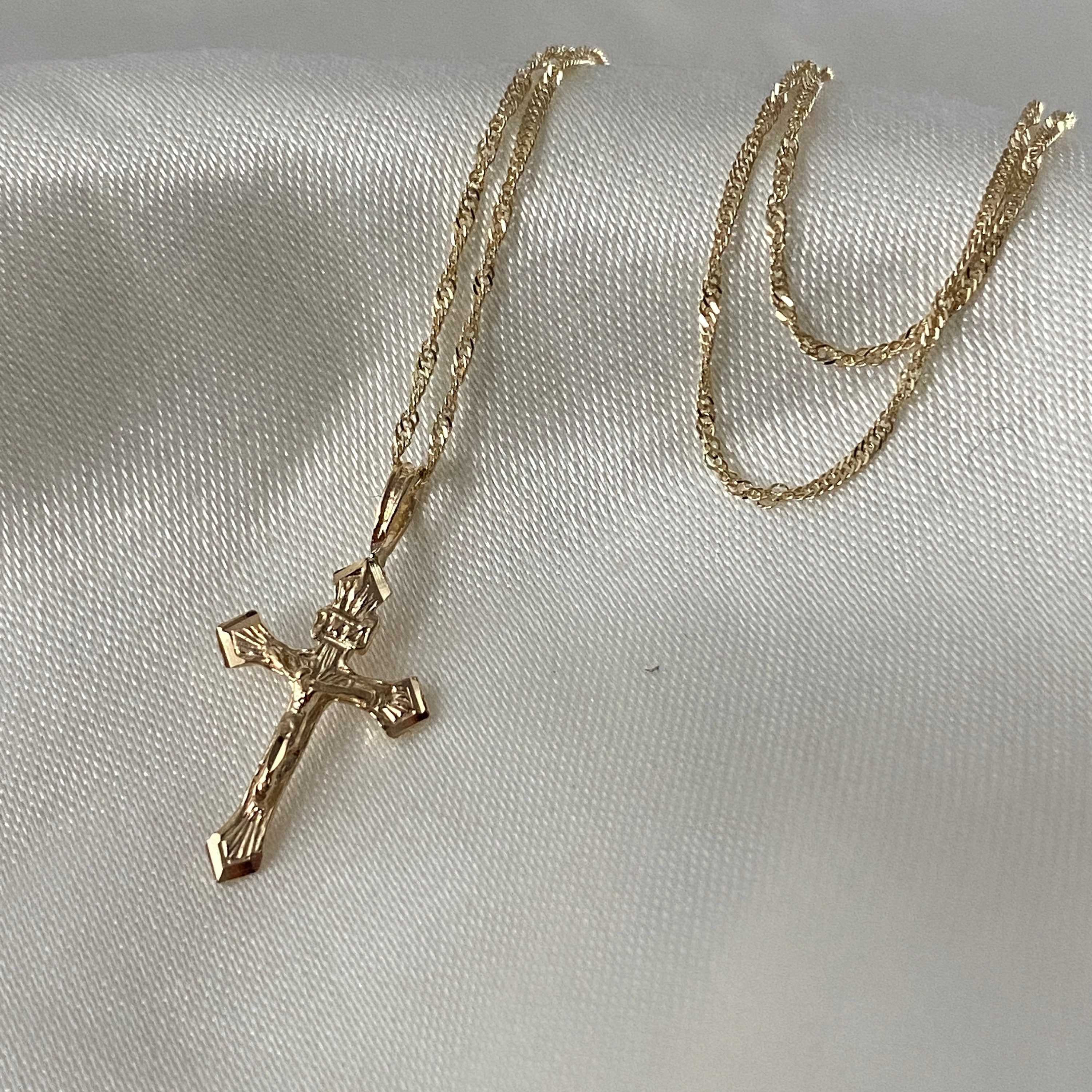 Real gold jesus sales cross necklace