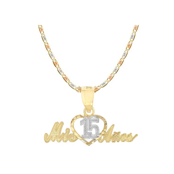 Dainty 14k Two-Tone Yellow Gold Quinceanera Star Pendant Necklace