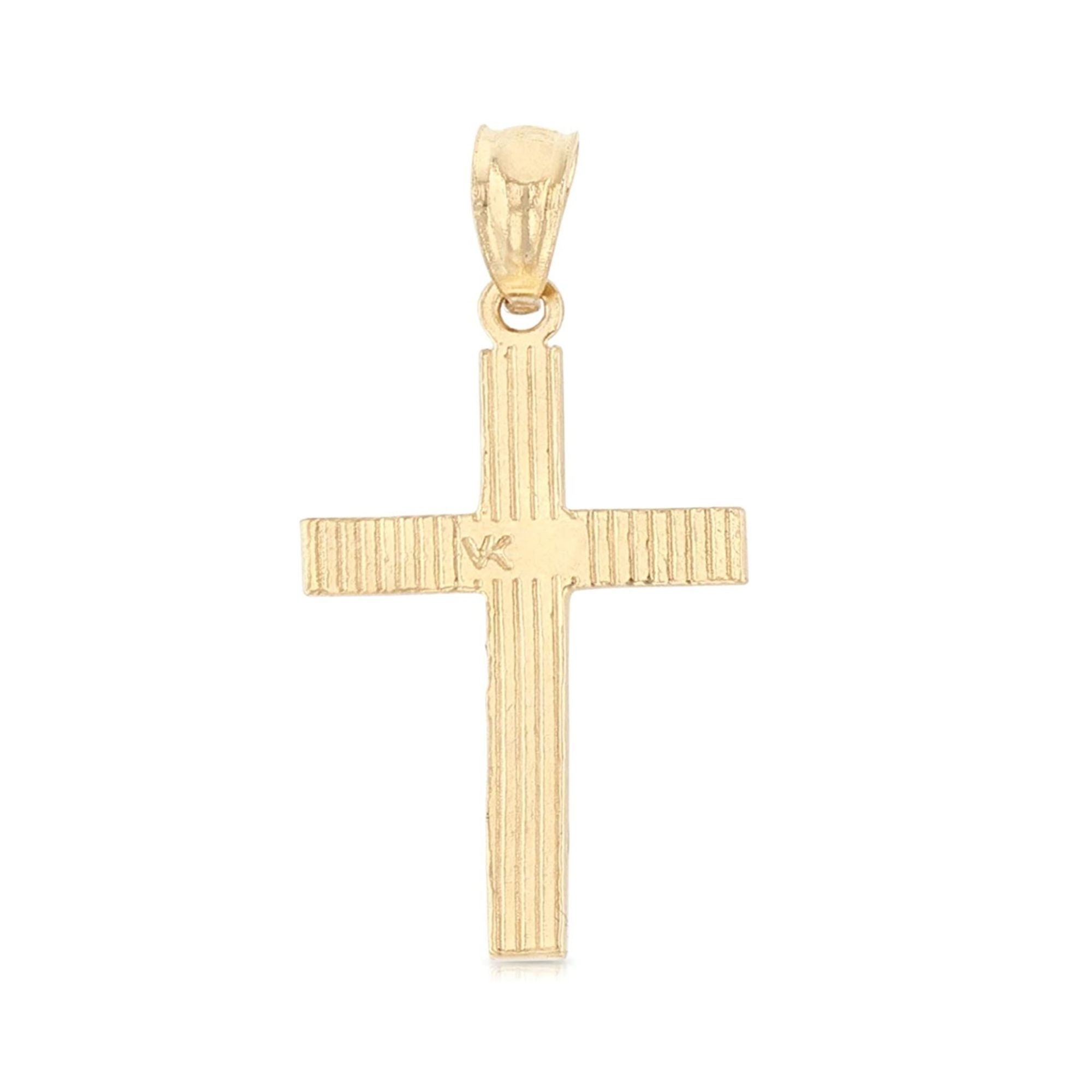 14K Real Yellow Gold Cross Religious Charm Thin Pendant for - Etsy