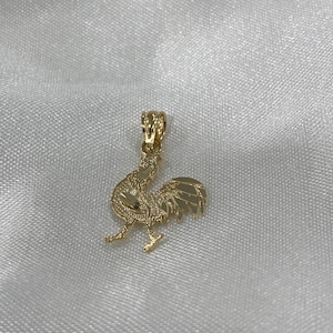 Real 14K Yellow Gold Rooster Charm Tiny Pendant For Necklace or Chain, Animal Jewelry, Chinese Luner New Year