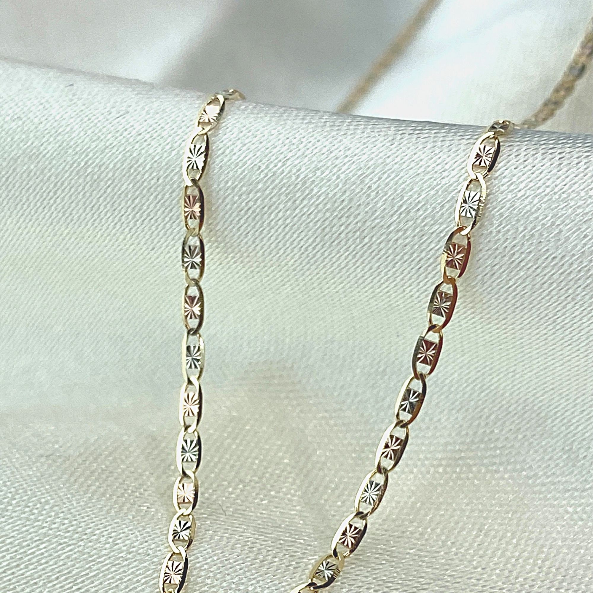 Real 14K Tri Color Gold 1.5mm Chain - Etsy