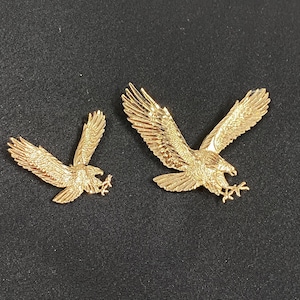 Real 14K Yellow Gold Eagle Charm Pendant, Animal Flying Bird Charm Pendant