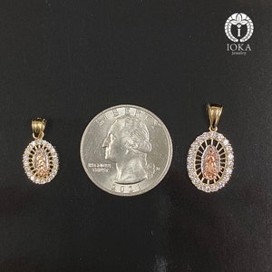 Real 14K Yellow Gold Cubic Zirconia Religious Our Lady of Guadalupe ...
