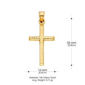 14K Yellow Gold Religious Classic Cross Charm Pendant with 2.3mm Figaro 31 Chain Necklace Faith Hope Unisex Necklace for Men Women image 7