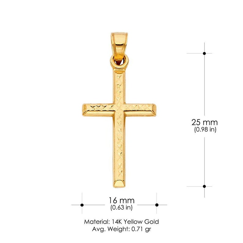 14K Yellow Gold Religious Classic Cross Charm Pendant with 2.3mm Figaro 31 Chain Necklace Faith Hope Unisex Necklace for Men Women image 7
