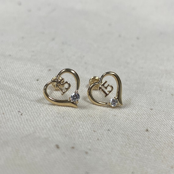 ピアス STONEHENgE 14K heart cubic earrings Amazon.com: DoubleAccent 14K Yellow Gold Round Single Cubic