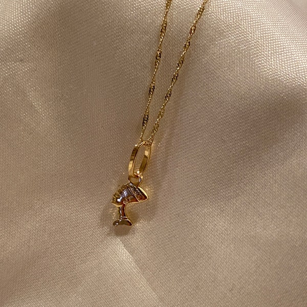 14K Yellow Gold Egyptian Queen Pharoah Nefertiti Charm Pendant With Singapore Chain Necklace Historical Jewelry, Gift for men and women