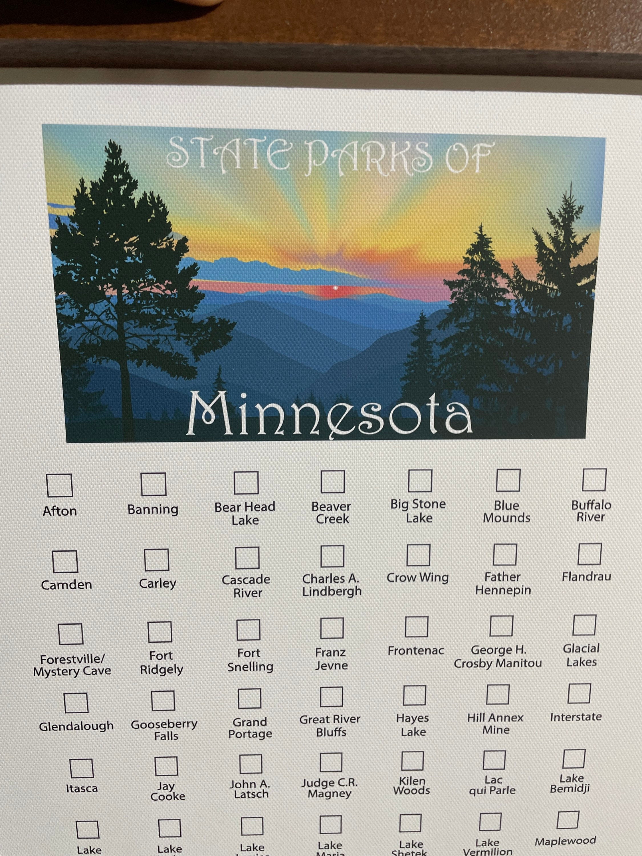 Minnesota State Park Checklist MN Explore Prints Camper | Etsy