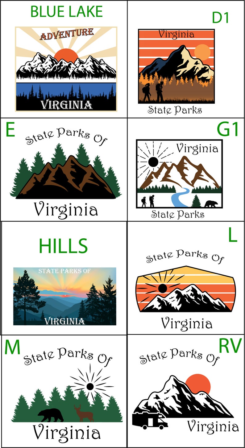 Camping Art Hike VA Checklist -Multiple Designs- Virginia State Park Check List- Hiker Gift- Decor Camp Travel