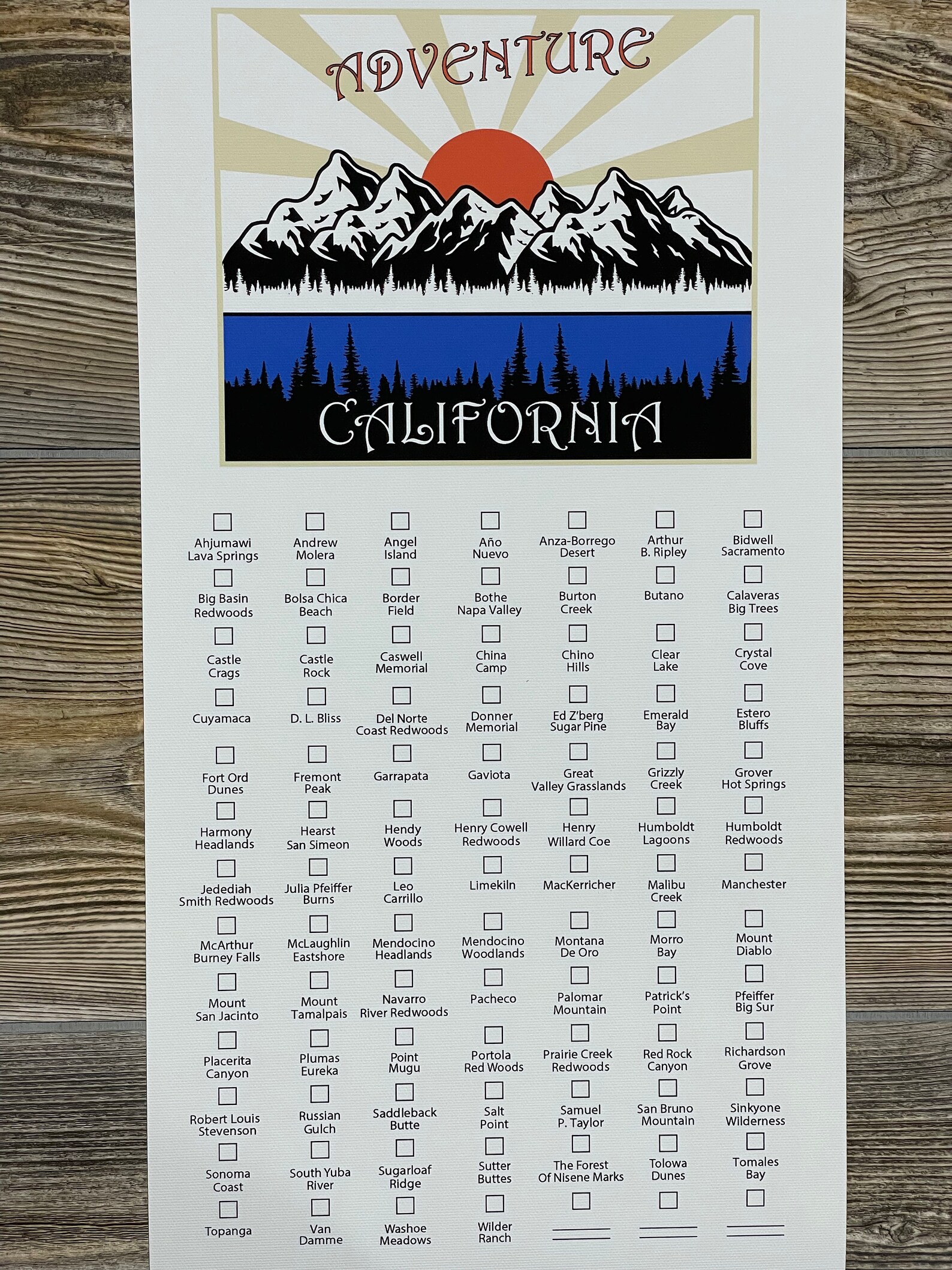 California State Park Checklist CA Explore Prints Camper | Etsy