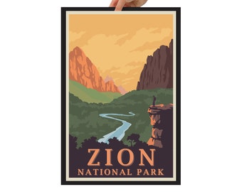 Zion National Park Vintage Poster - National Park Art - National Park Gift - National Parks Sign - Scouts Landing - Camp North Creations