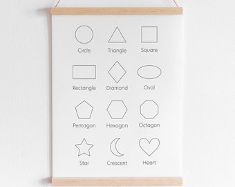 Shapes Printable Wall Art - Digital Download, Shapes Poster Nursery Art, Shapes Learning Print, Kids Room Wall Art, Educational Print