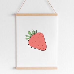 Stampa astratta alla fragola Strawberry Wall Art, decorazione murale stampabile, arte della parete della frutta, fragola minimalista, arte del vivaio della fragola rossa immagine 2