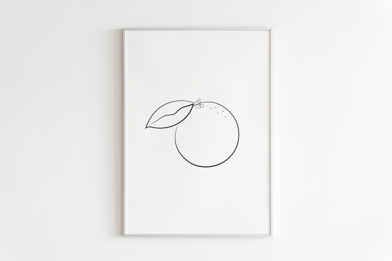 Printable Orange Wall Art Orange Fruit Line Art Print Etsy
