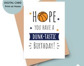 Basketball Birthday Card - PRINTABLE Sports Birthday Card, Digital Card for Son, Kids Birthday Card, Dunktastic Birthday Card, 5x7 Card