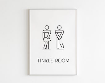 Tinkle Room Bathroom Wall Art - Digital Download, Minimalist Bathroom Wall Decor, Funny Bathroom Signs, Printable Wall Art, Restroom Sign