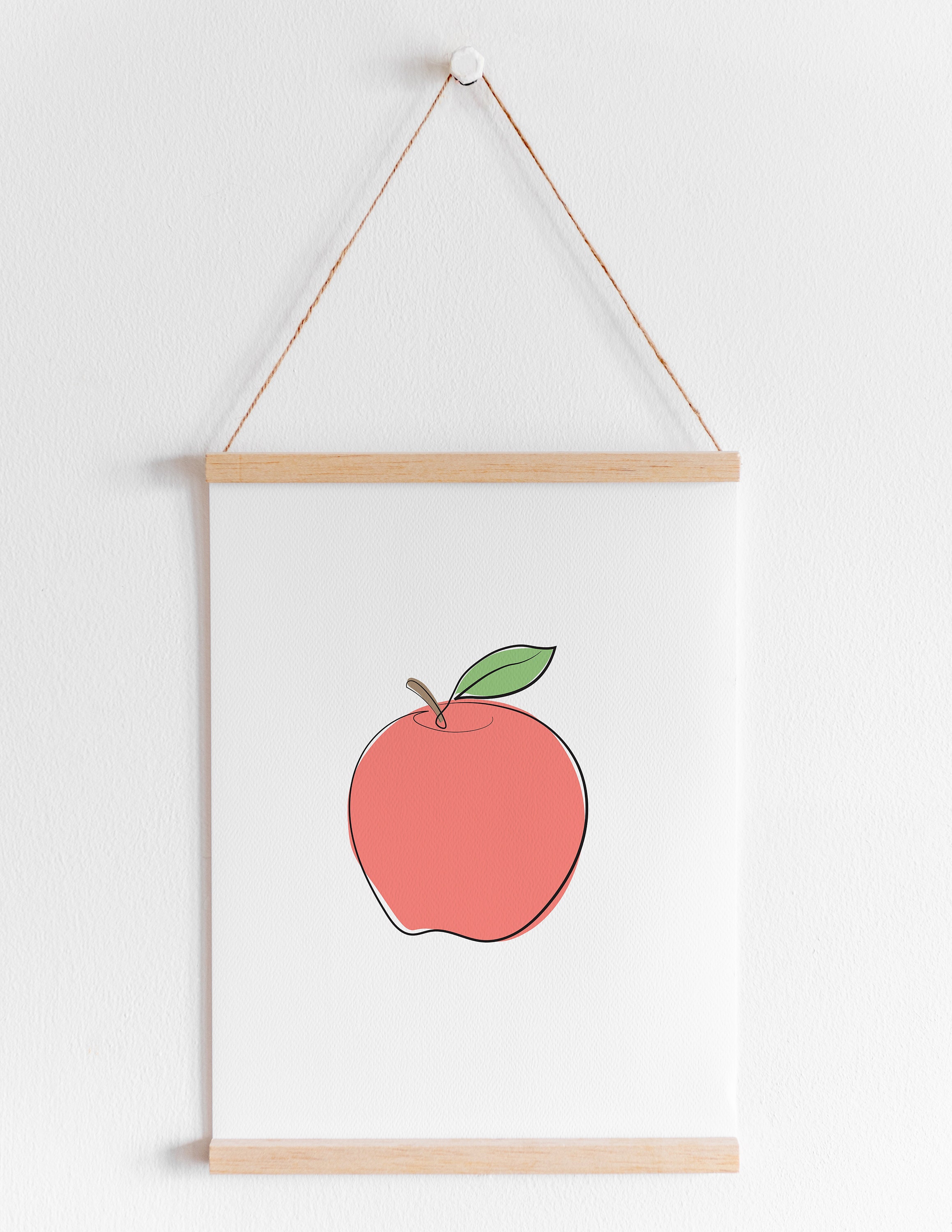 Apple Wall Art Printable Red Apple Print, Abstract Apple Wall Decor