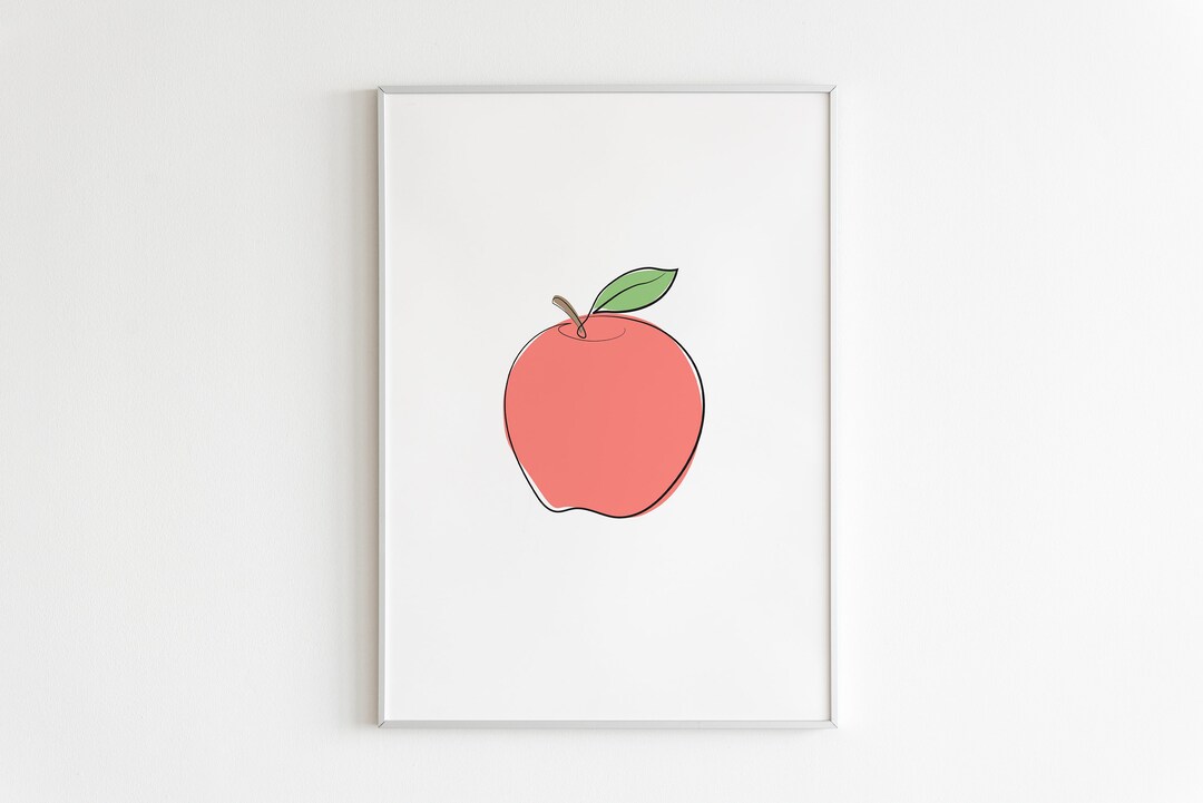 Apple Wall Art Printable Red Apple Print, Abstract Apple Wall Decor